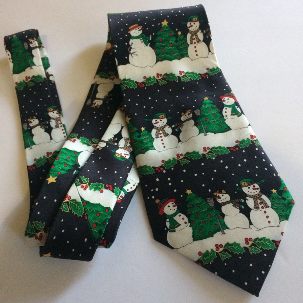 Holidays Snowmen necktie Christmas 100% silk